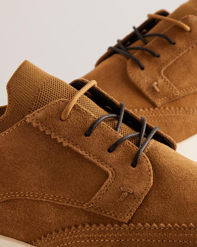 Trampki Męskie Ted Baker Suede Wing Tip Hybrid Brązowe Polska | PL-WRSAE7824