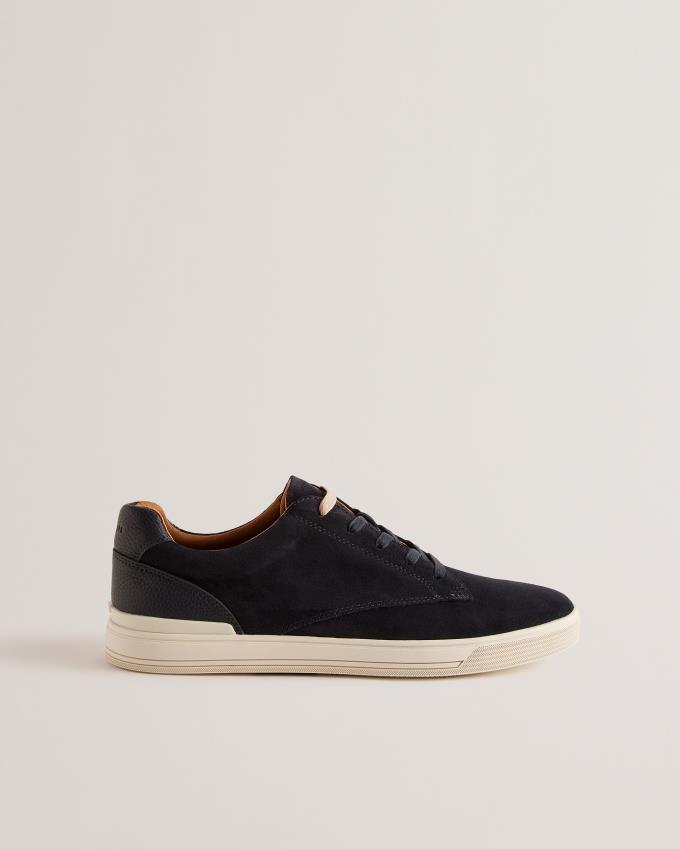 Trampki Męskie Ted Baker Textured Leather Low Top Granatowe Polska | PL-ZTJKC2145